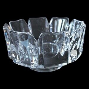 ORREFORS CORONA Sweden Lead Crystal 4" Bowl 4384/31 -Signed DISCONTINUED